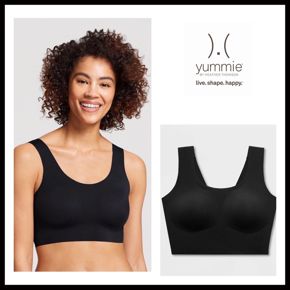 BLACK CROP BRALETTE SHAPER TANK TOP BRA A3C - Picture 5 of 8